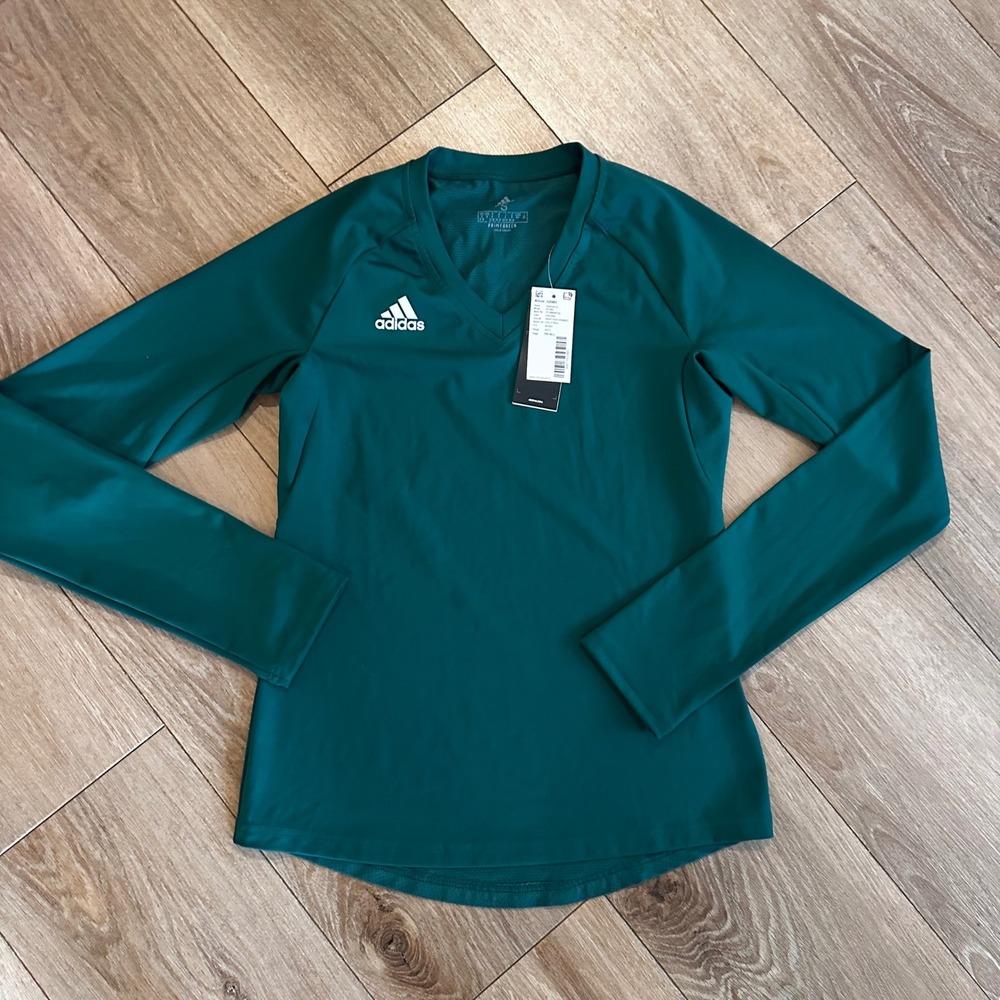 Adidas Quickset LS Volleyball Jersey Dark Green H20881 Womens Small NWT